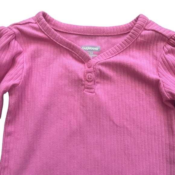 Garanimals ribbed texture tight knit top V-neck bell sleeves 2 buttons Girls 12M - Picture 3 of 7
